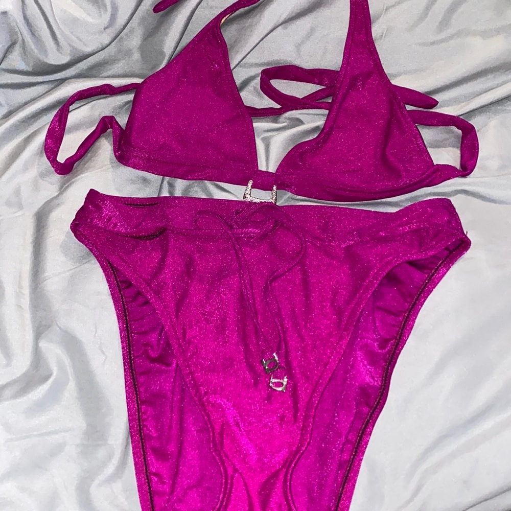 Beebee two piece bikini with bling hardware size medium triangle top
